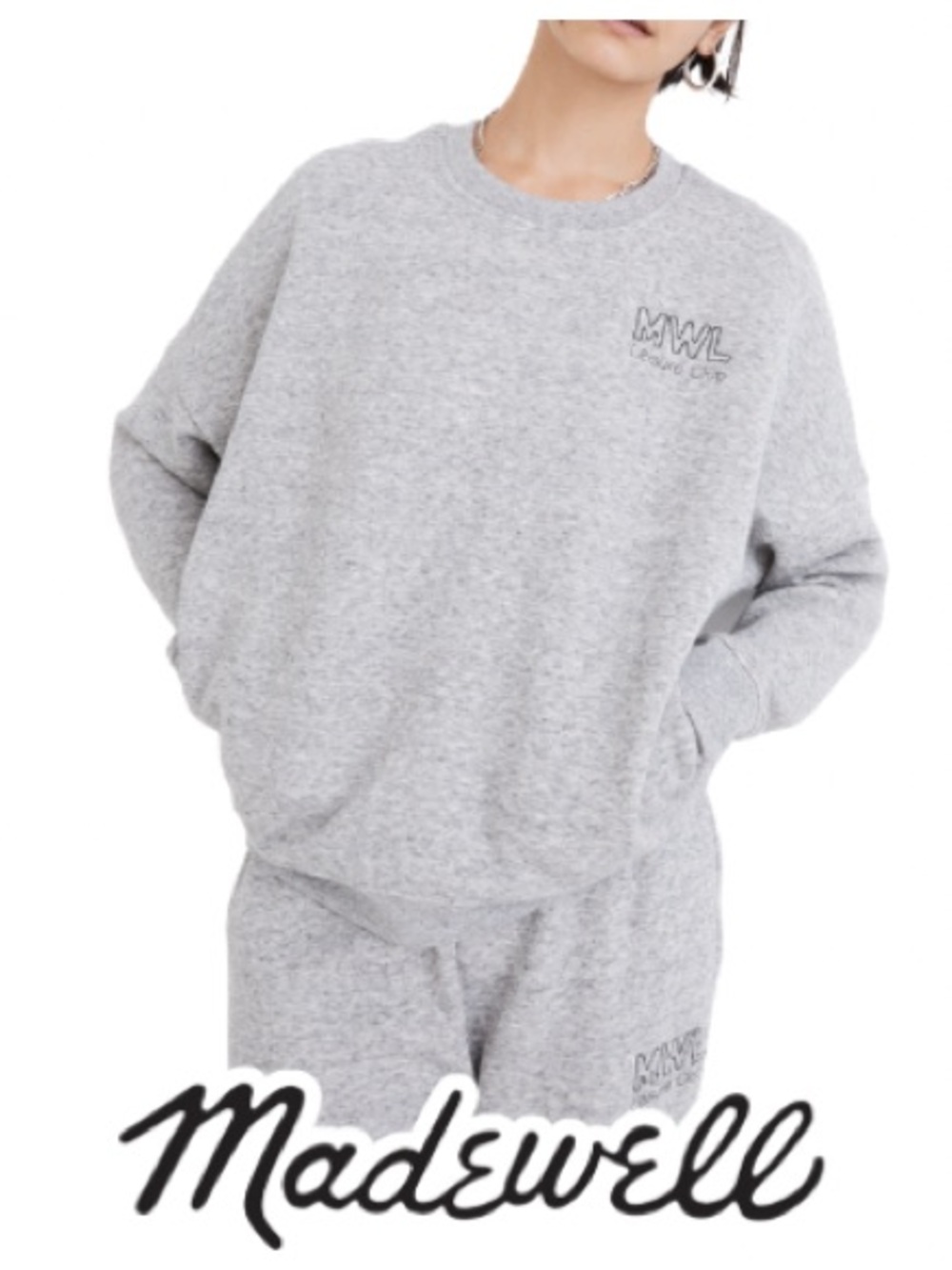 Madewell | MWL Betterterry Leisure Club Crewneck Sweatshirt Gray - Size S
